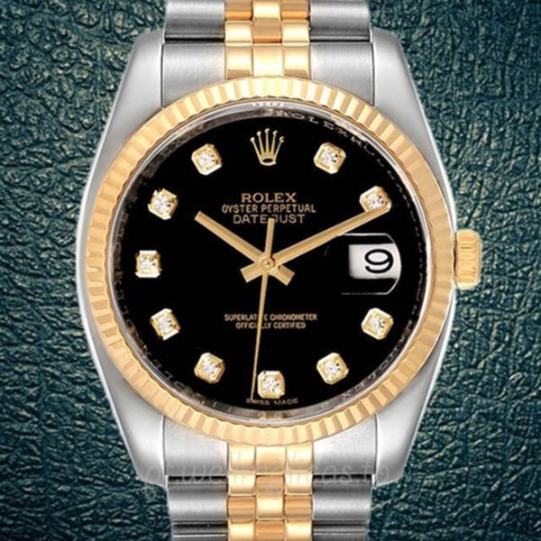 Rolex Datejust 116233BKDJ Masculino Mostrador preto Automático Pulseira