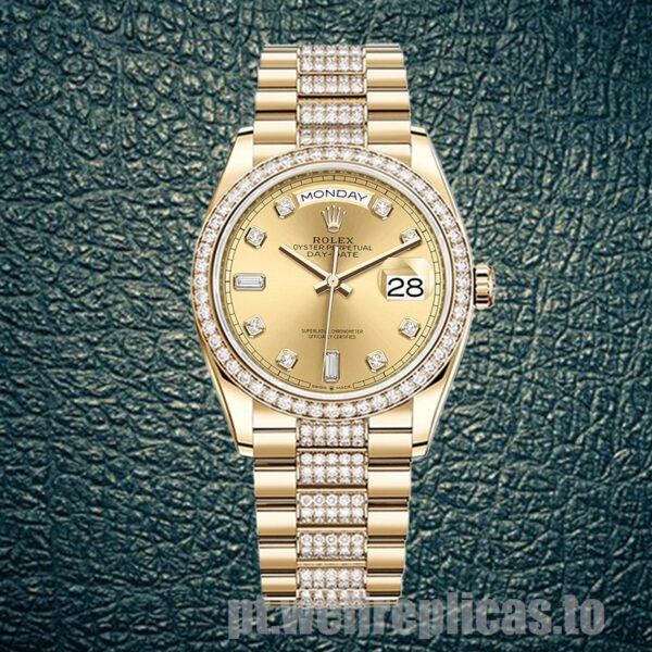 Rolex Day Date M Rbr Mm Masculino Tom De Ouro Ver A